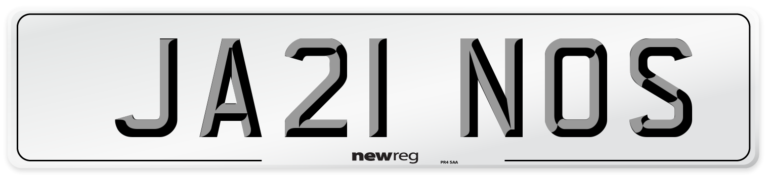 JA21 NOS Number Plate from New Reg